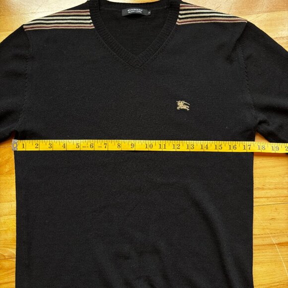 Burberry Women's Black Wool Sweater with Signature Stripes – Size M - Picture 2 of 13